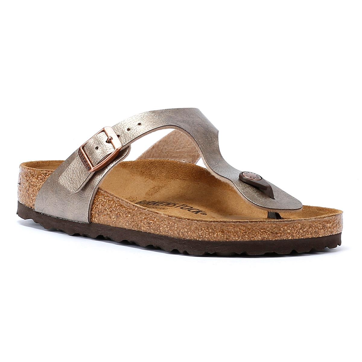 Birkenstock Gizeh Birko Flor Sandales Élégantes Pour Femmes En Taupe.