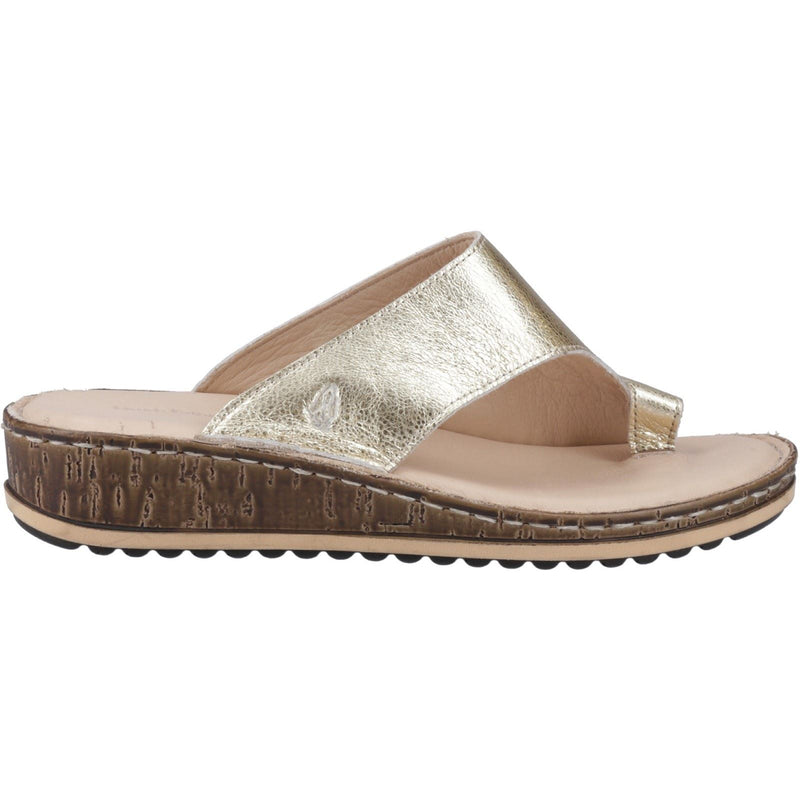 Hush Puppies Elissa Toepost Sandales Femme En Or En Suède