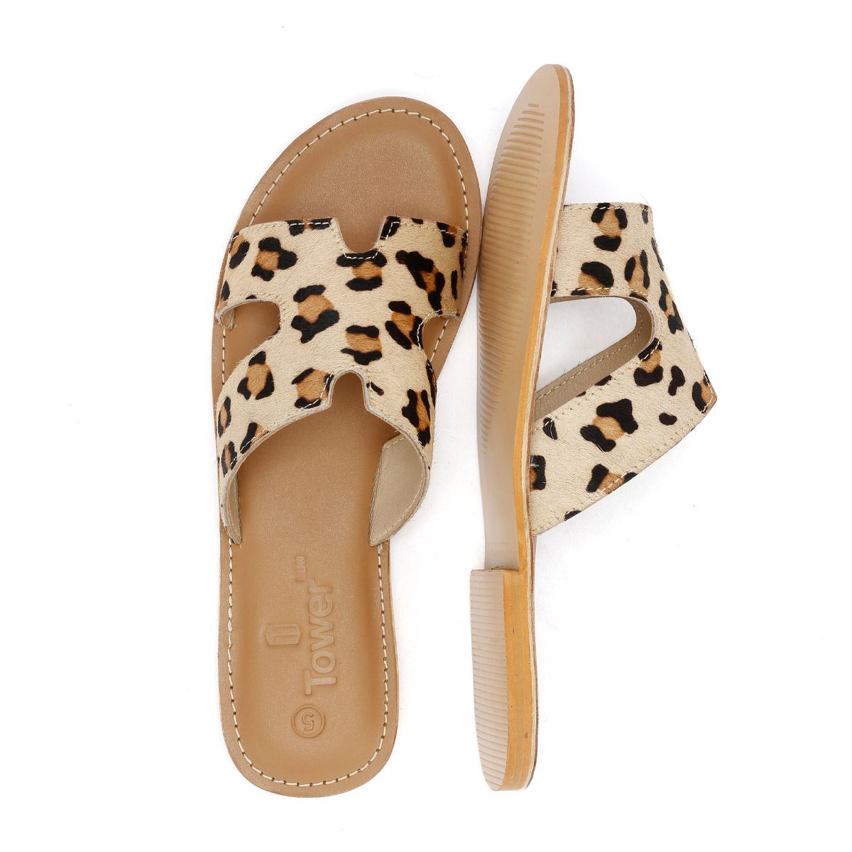 Tower London Cut Out Mules En Cuir Pour Femmes Couleur Beige