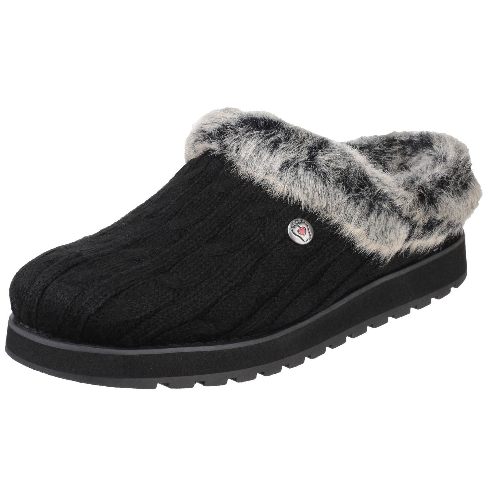 Skechers Keepsakes Ice Angel Chaussons Noirs Pour Femmes En Synthétique