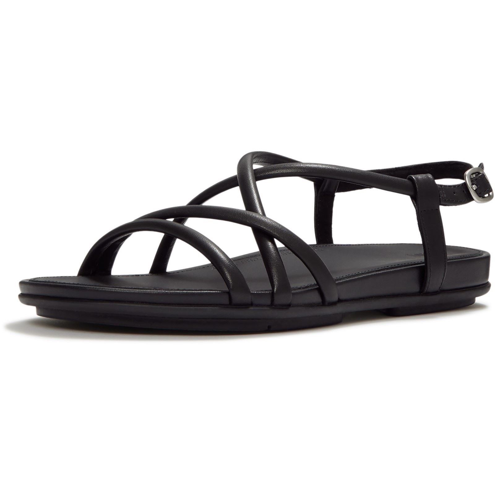 Fitflop Gracie Crystal Sandales En Cuir Tout Noir Pour Femmes
