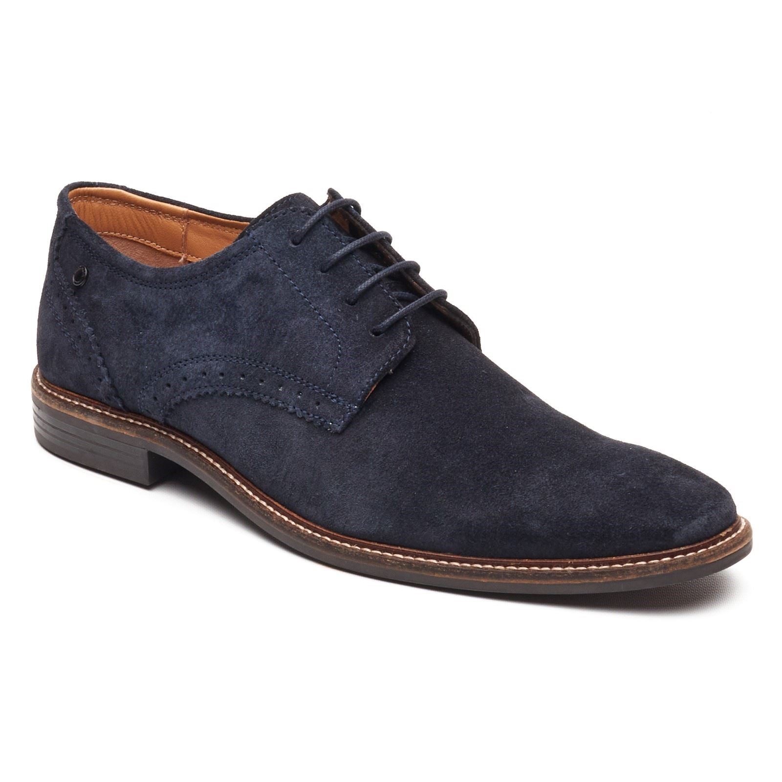 Base London Eton Lace Up Chaussures À Lacets En Cuir Pour Hommes Bleu Marine