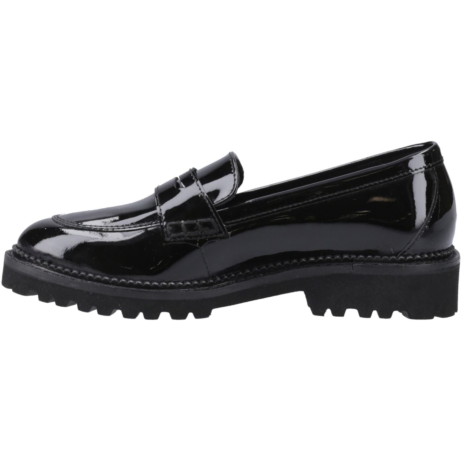 Hush Puppies Grazia Chaussures Plates Noires Pour Filles En Cuir
