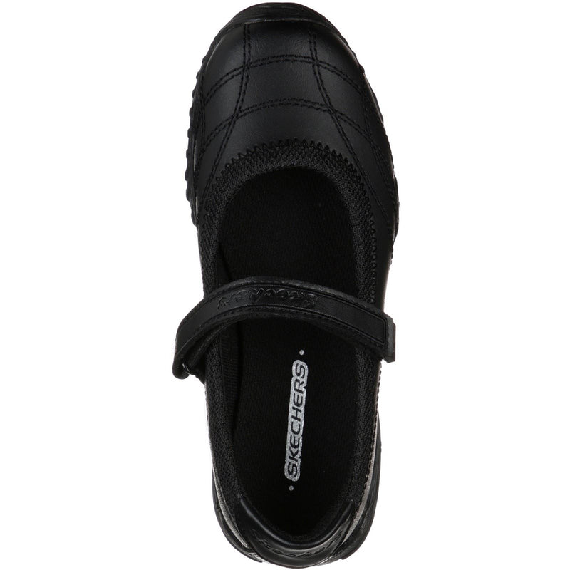 Skechers Velocity Pouty Chaussures Noires Pour Filles En Cuir