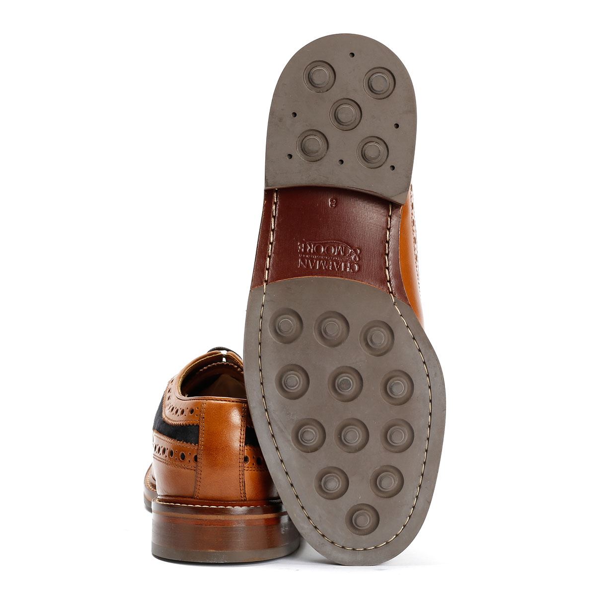 Chapman & Moore Longwing Brogue Chaussures En Cuir Pour Hommes Brunes À Lacets