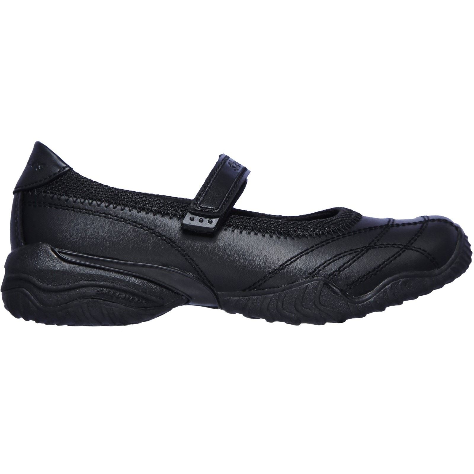 Skechers Velocity Pouty Chaussures Noires Pour Filles En Cuir