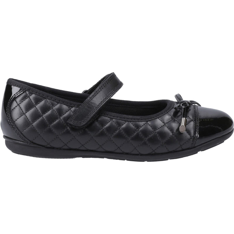 Hush Puppies Lottie Chaussures Plates De Ballet Noires Pour Filles En Cuir