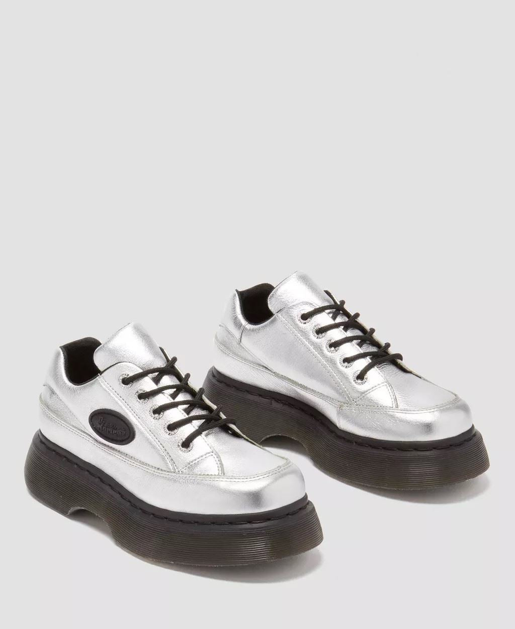 Dr. Martens Buzz 5I Tumbled Chaussures En Cuir Pour Femmes, Couleur Argent