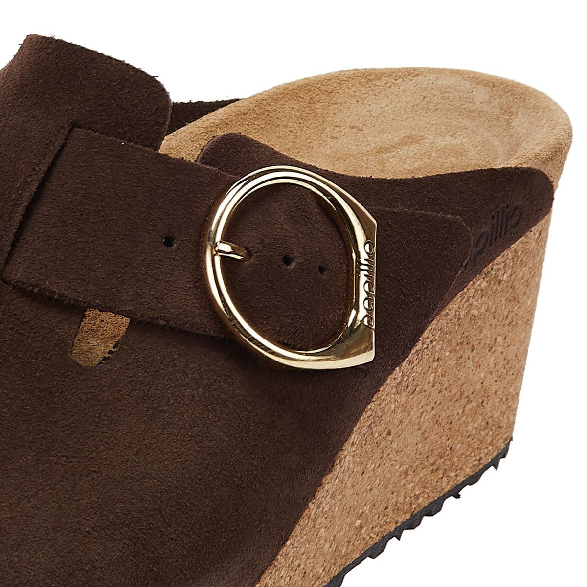 Birkenstock Sandalons À Talons Compensés En Daim Et Cuir Suédé Brun Pour Femmes