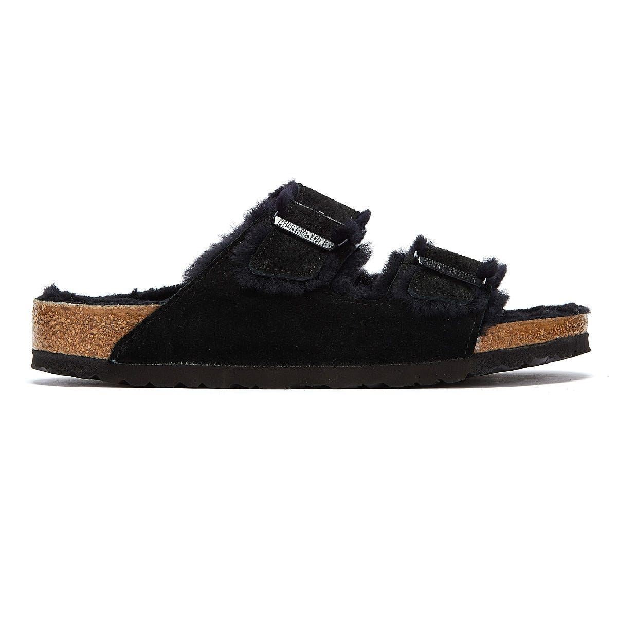 Birkenstock Sandales Noires En Fourrure D'arizona
