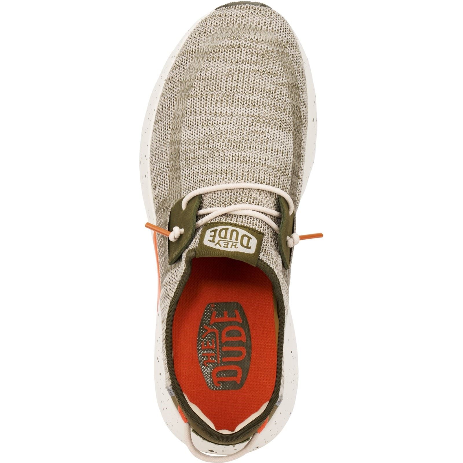 HEYDUDE Sirocco Sport Mode Baskets Pour Homme Vert/Olive Poussiéreux/Orange