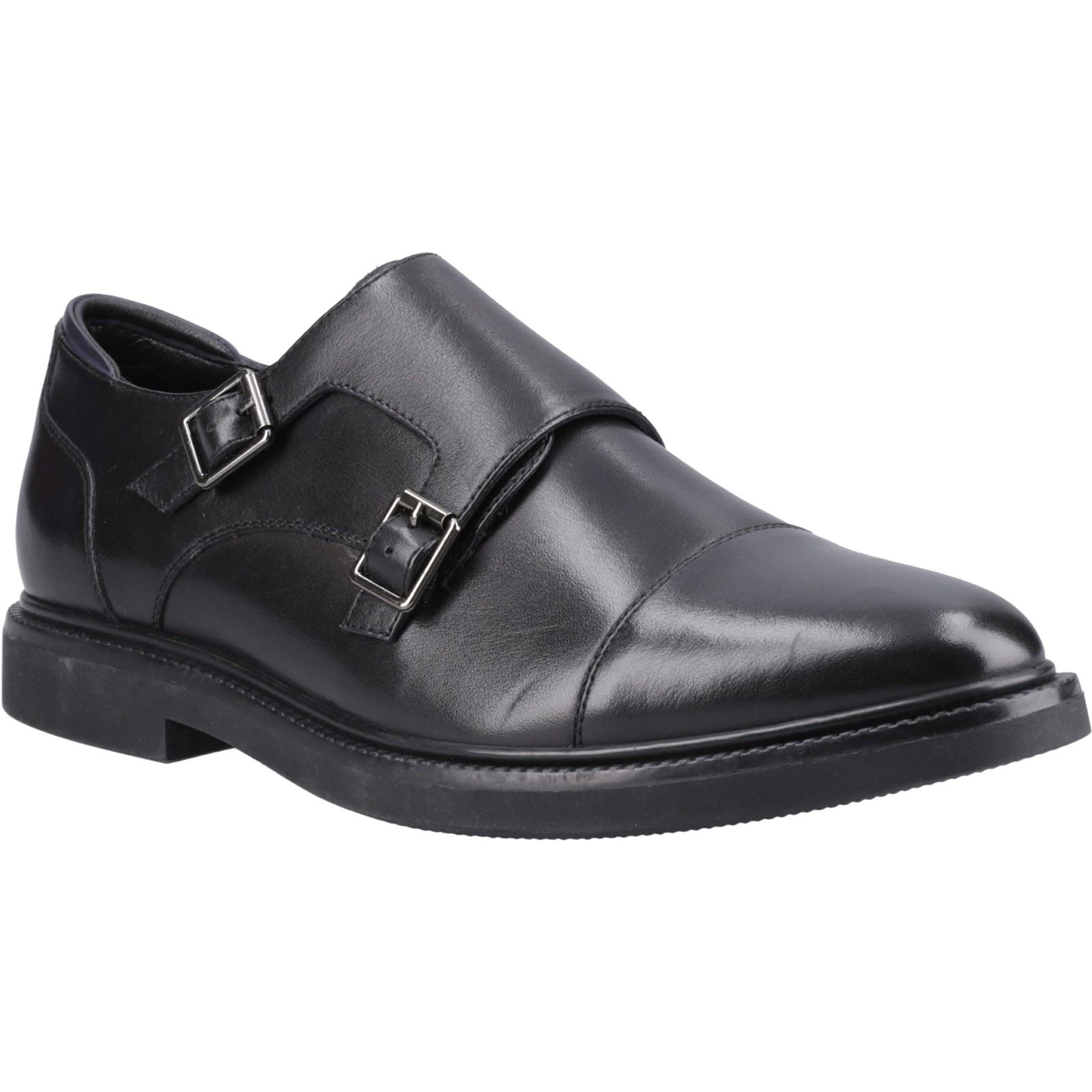 Hush Puppies Kane Chaussures Double Boucle Noires Pour Homme En Cuir
