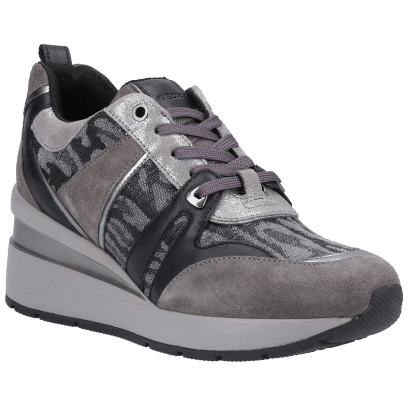 Geox D Zosma B Baskets En Daim Pour Femmes, Gris Foncé