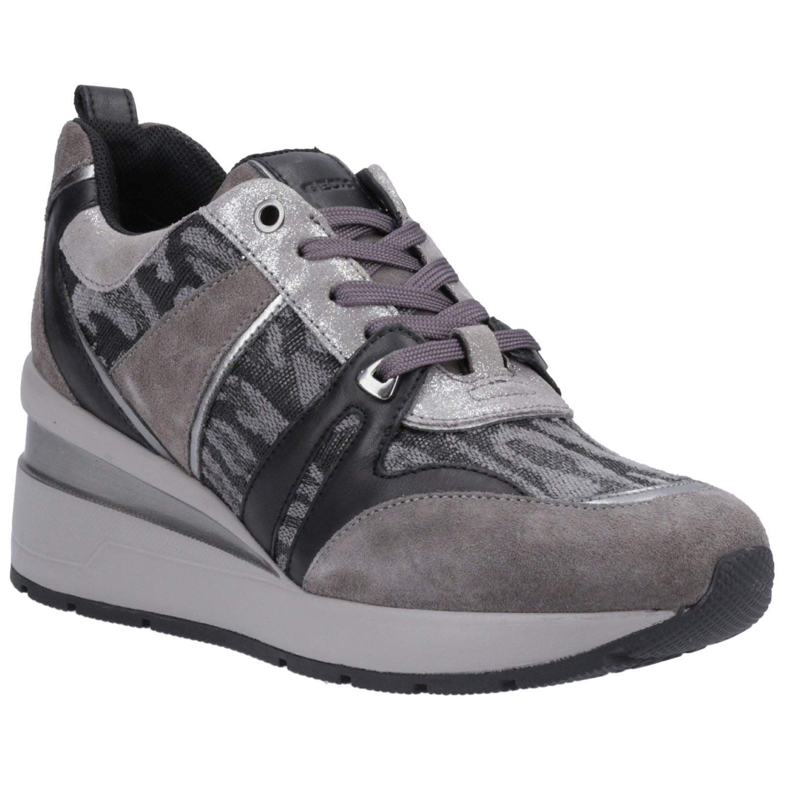 Geox D Zosma B Baskets En Daim Pour Femmes, Gris Foncé