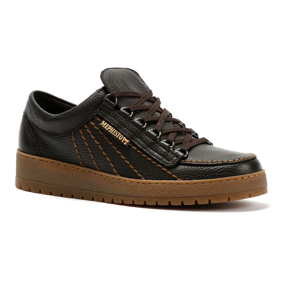 Mephisto Rainbow Oregon 1351 Chaussures En Cuir Pour Hommes Brunes À Lacets
