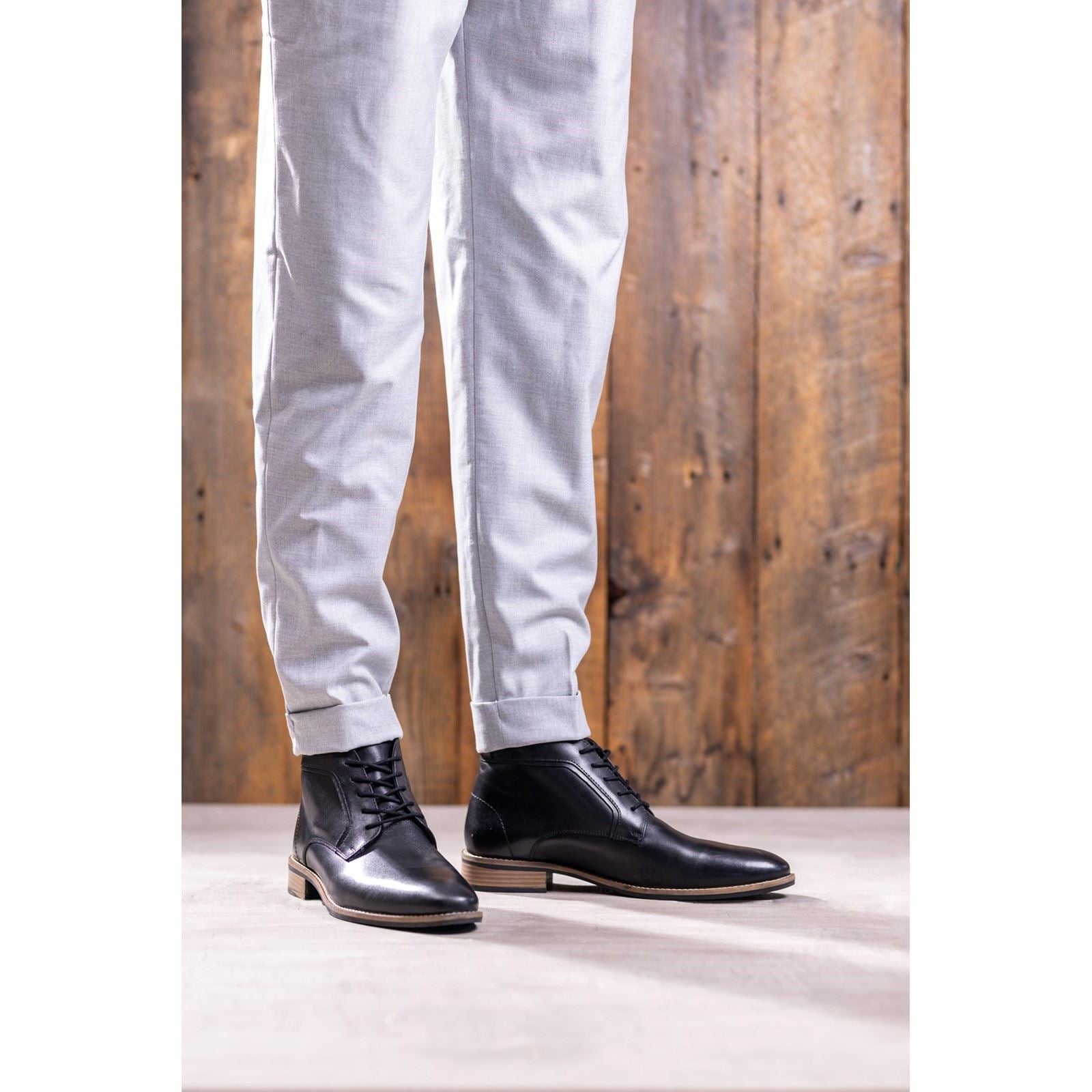 Hush Puppies Declan Lace Bottes En Cuir Noires Pour Hommes