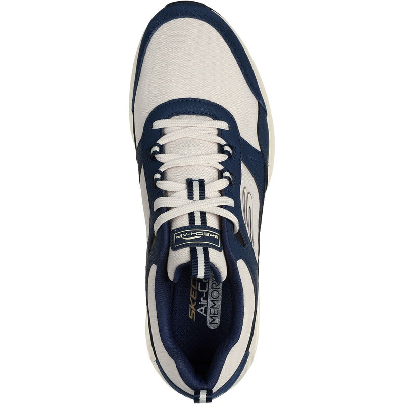 Skechers Skech-Air Court - Yatton Baskets En Cuir Pour Hommes Bleu Marine/Naturel