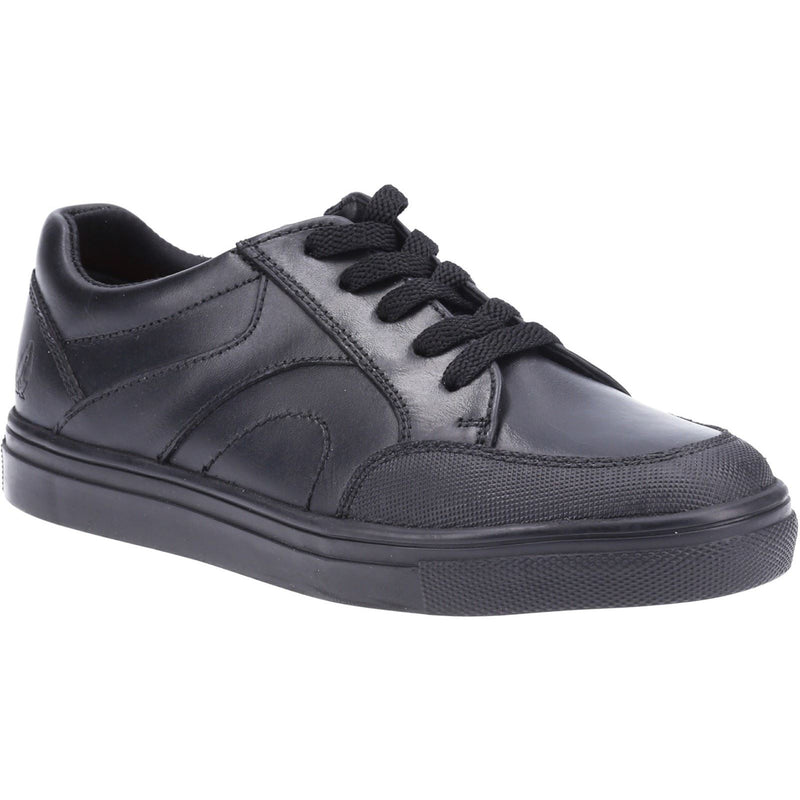 Hush Puppies Shawn Junior Chaussures Noires Pour Garçons En Cuir À Lacets