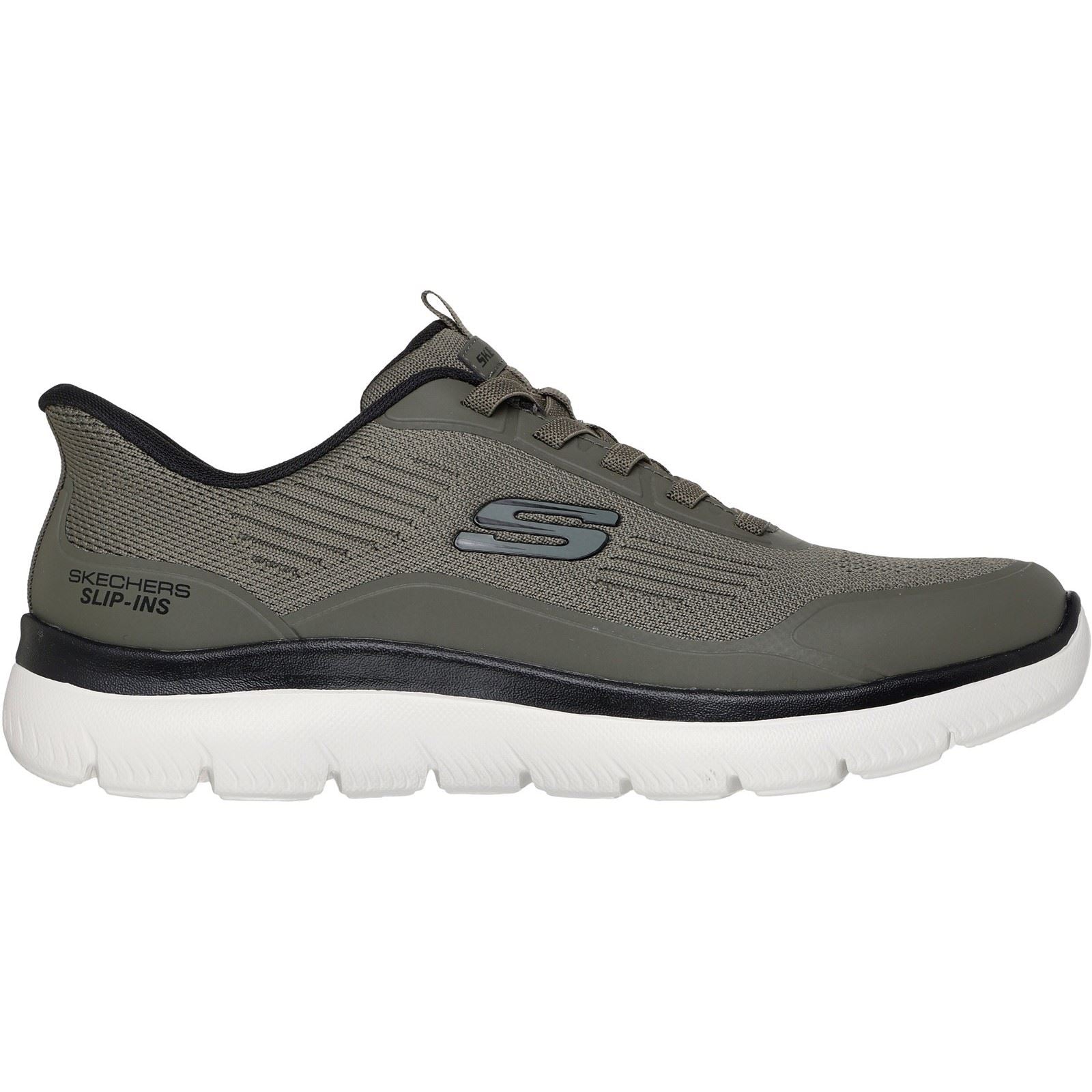 Skechers Summits Leyter Baskets Noires/Olives En Textile Pour Hommes