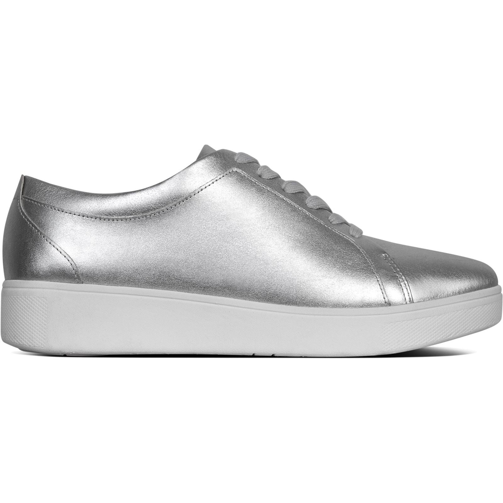 Fitflop Rally Baskets En Cuir Argentées Pour Femmes