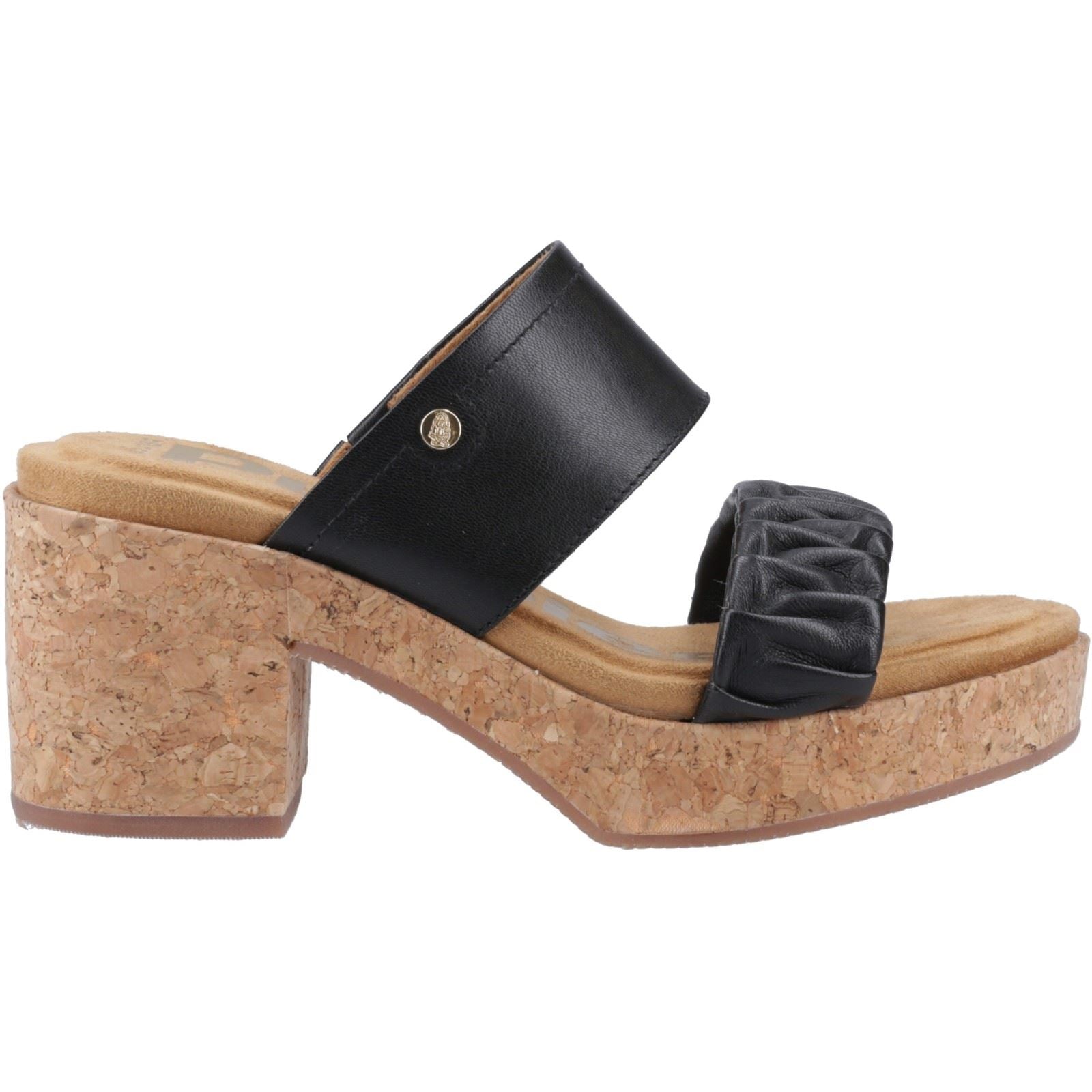 Hush Puppies Poppy Sandales Noires Pour Femmes En Cuir