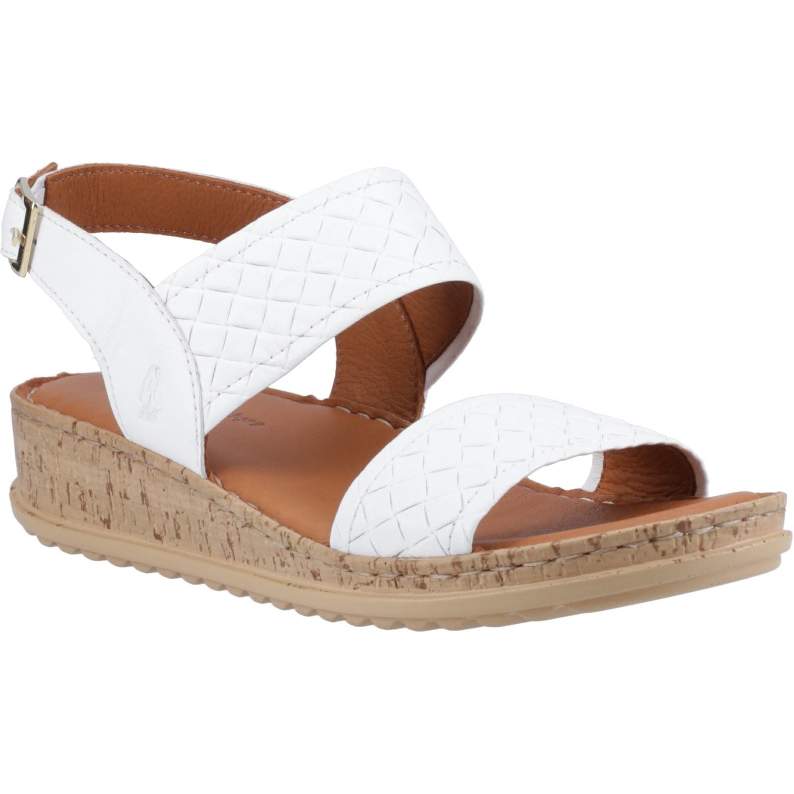Hush Puppies Ebony Woven Sandales Blanches Pour Femmes En Cuir