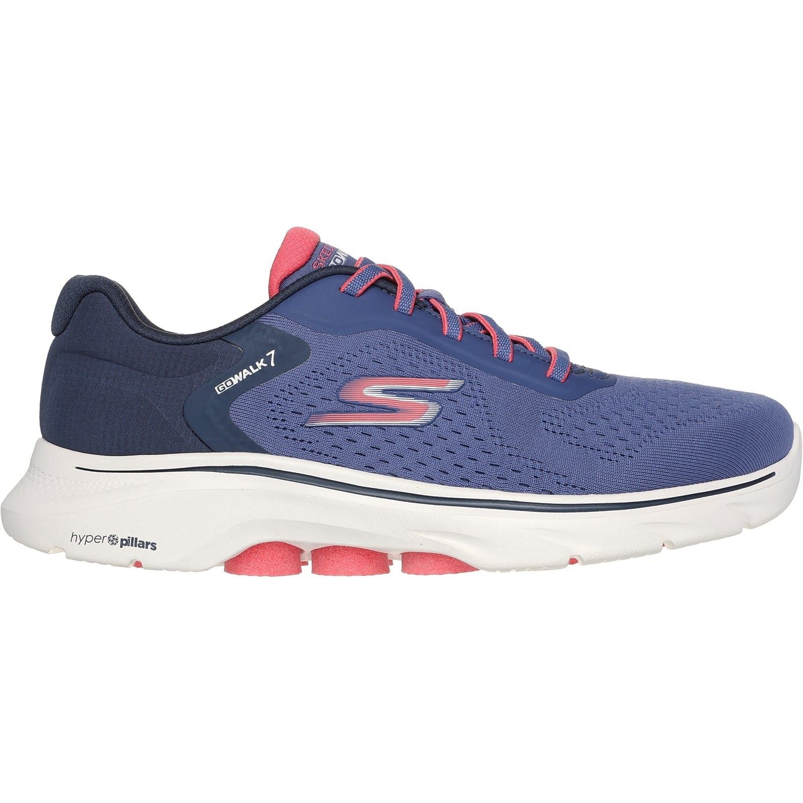 Skechers GO WALK 7 Cosmic Waves Baskets En Synthétique Pour Femmes Bleu Marine/Corail