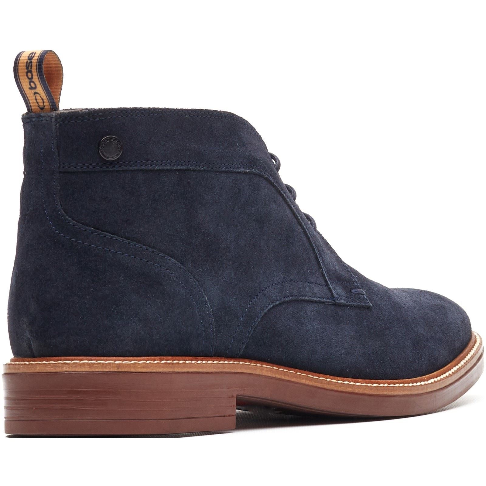 Base London Lincoln Chukka Bottes En Cuir Pour Hommes Bleu Marine