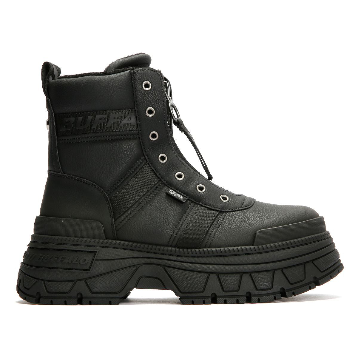 Buffalo Fusion Front Zip Bottes Noires Pour Femmes