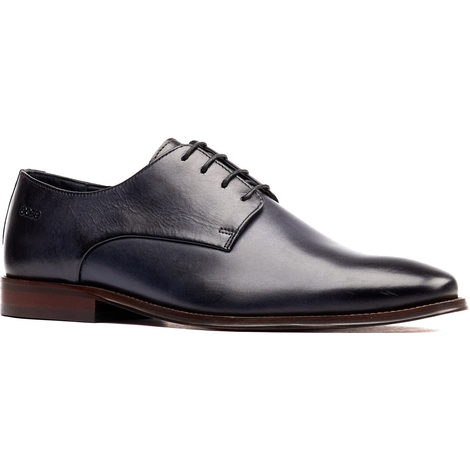 Base London Marley Derby Chaussures À Lacets En Cuir Pour Hommes, Bleu Marine