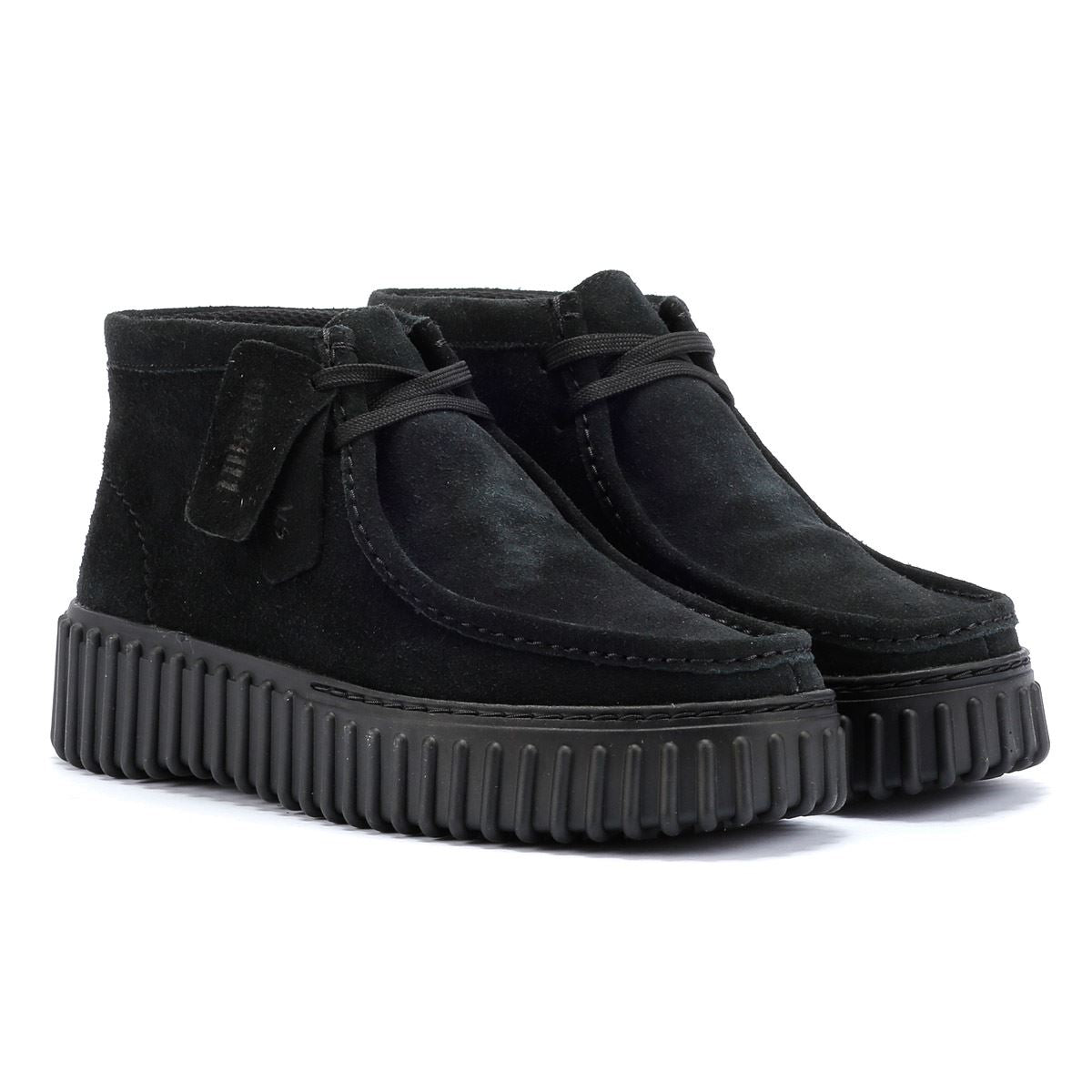 Clarks Main Torhill Moss Bottes Noires En Daim Pour Femmes