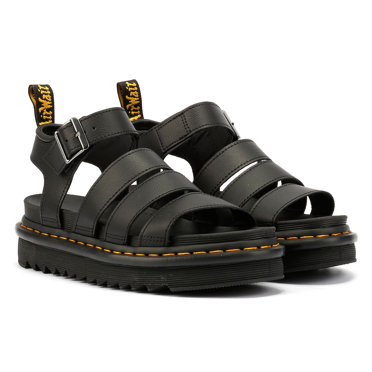 Dr. Martens Blaire Athena Sandales Noires Pour Femmes En Cuir