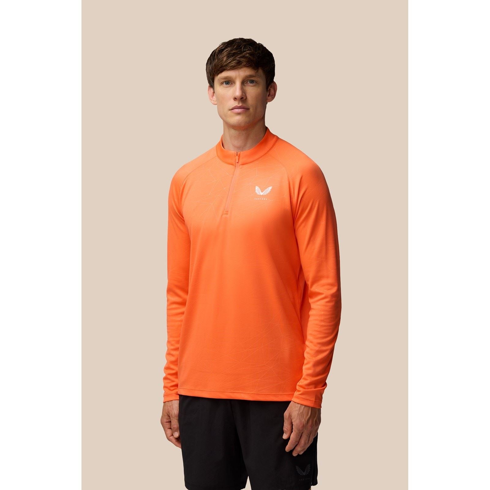 Castore Adapt Training 1/4 Zip Top T-Shirts De Sport Pour Hommes En Polyester Orange