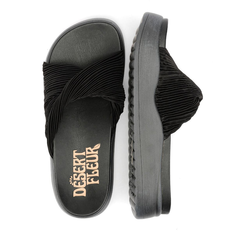 Desert Fleur Gabbro Sandales Noires Pour Femme En Satin