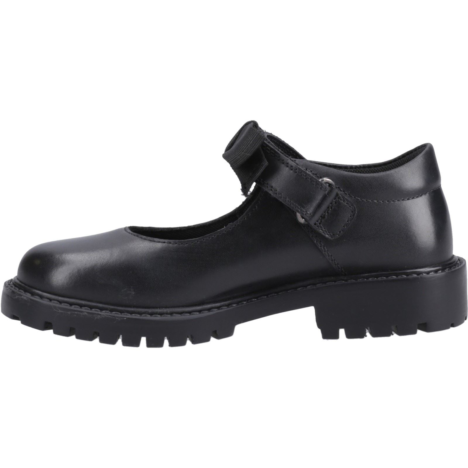 Hush Puppies Astrid Bow Chaussures Noires Pour Filles En Cuir