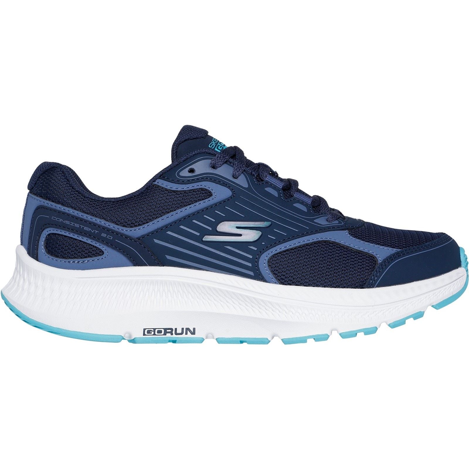 Skechers Performance GO RUN Consistent 2.0 Advantage Baskets En Cuir Pour Femme Bleu Marine/Bleu.