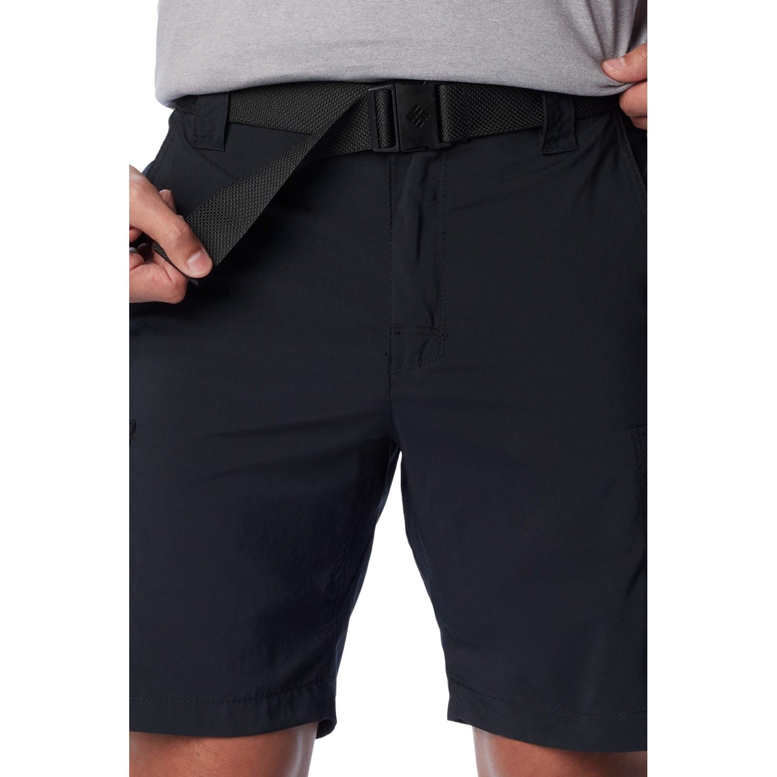 Columbia Silver Ridge Utility Cargo Short Shorts Noirs En Polyester Pour Hommes, Longueur Genou
