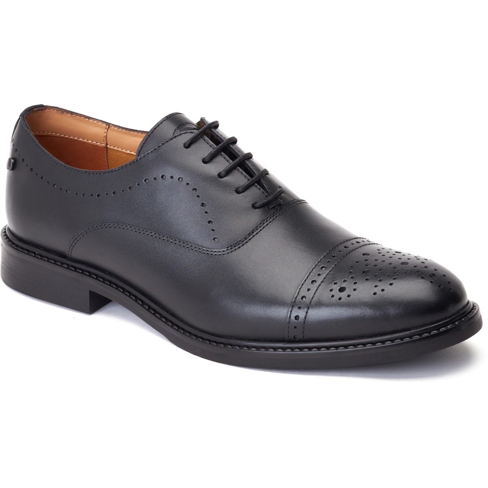 Base London Corbin Chaussures Oxford Noires En Cuir Pour Hommes