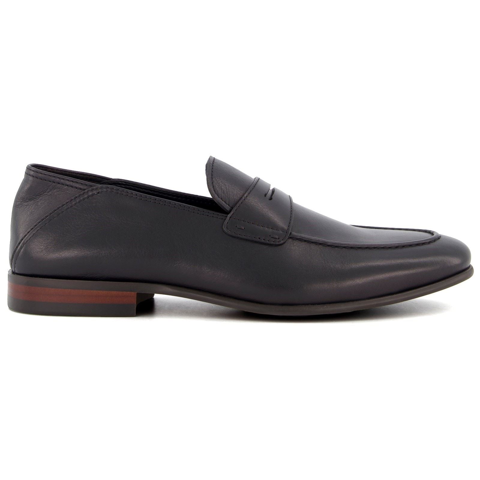 Dune Sync Mocassins Noirs En Cuir Pour Hommes