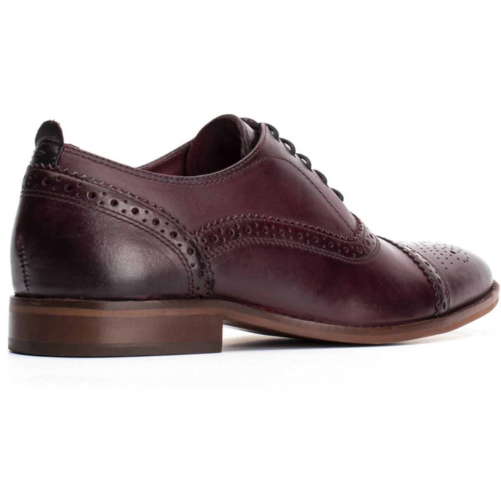 Base London Cast Washed Chaussures Richelieu En Cuir Rouge Foncé Pour Hommes
