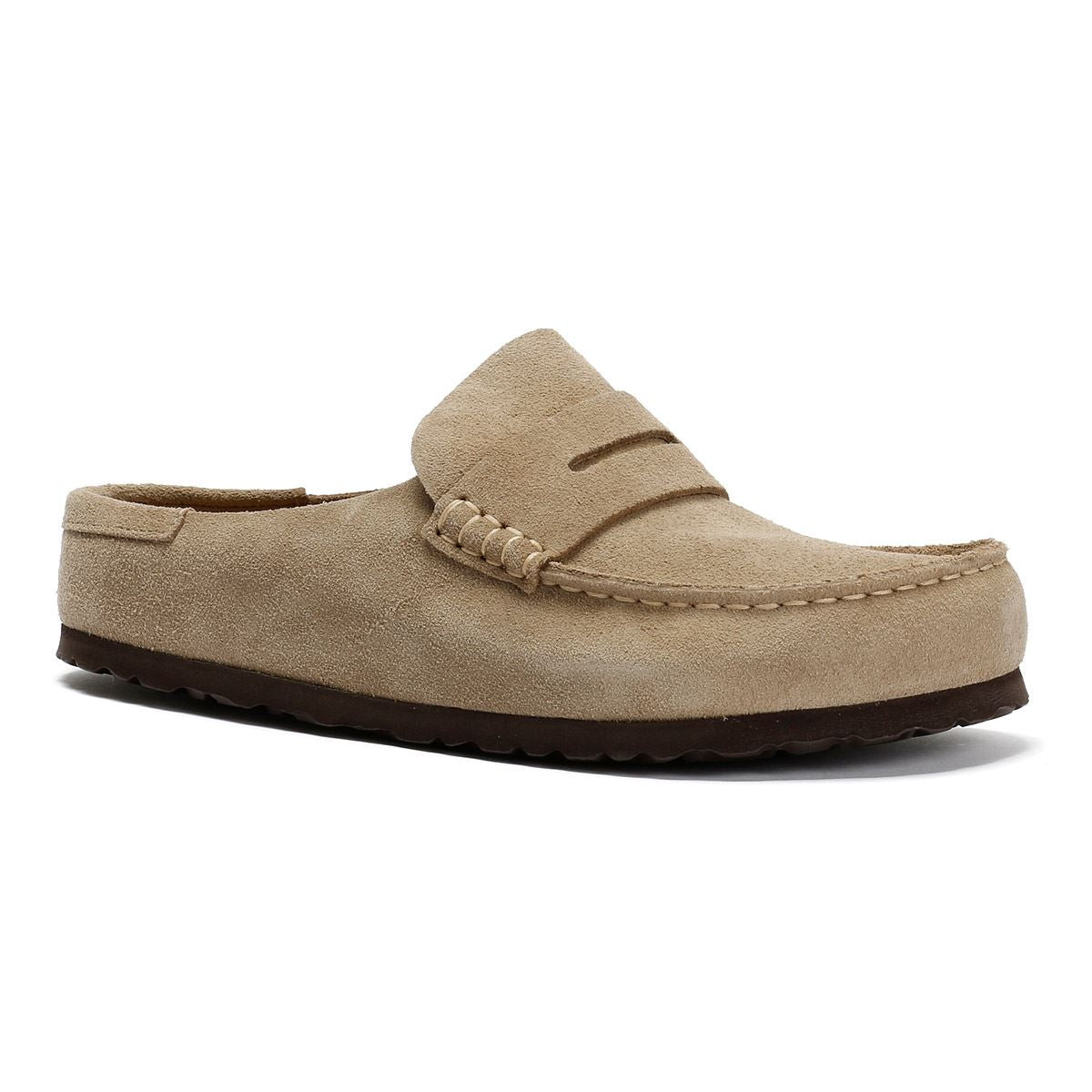 Birkenstock Naples Regular Sabots En Suède Beige