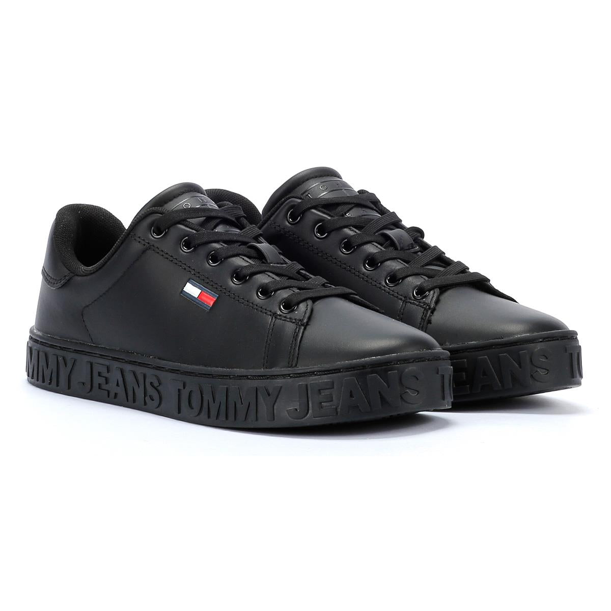 Tommy Hilfiger Cool Sneaker Baskets En Cuir Noir Pour Femmes