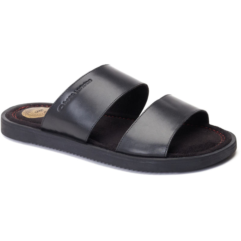 Base London Maven Sandales Noires En Cuir Pour Hommes