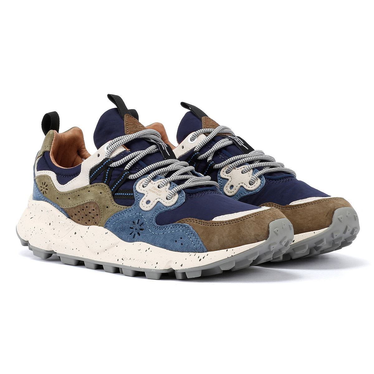 Flower Mountain Yamano 3 Baskets En Daim Pour Hommes, Marron Clair/Bleu Clair/Violet