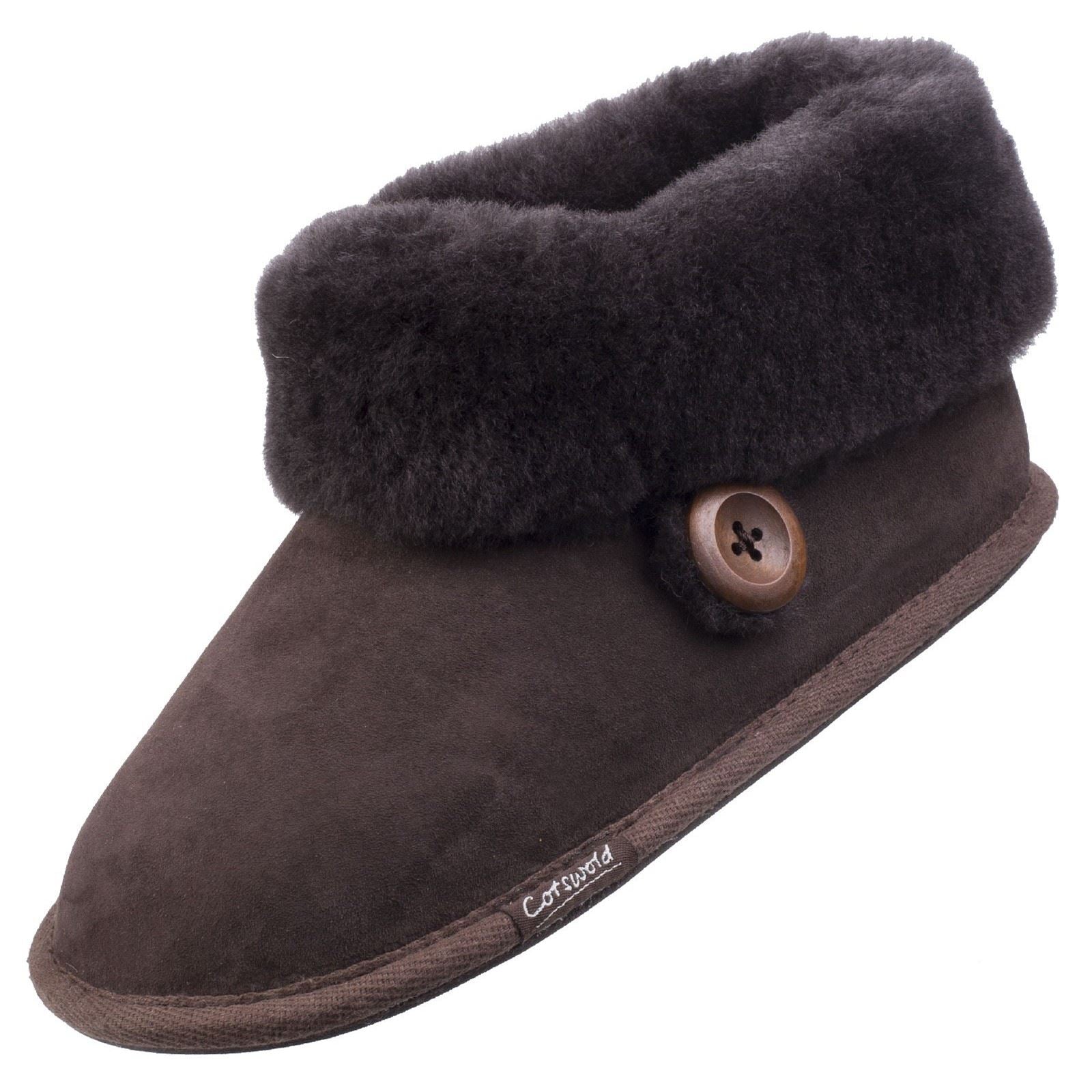Cotswold Wotton Chaussons En Cuir Pour Femme Couleur Chocolat