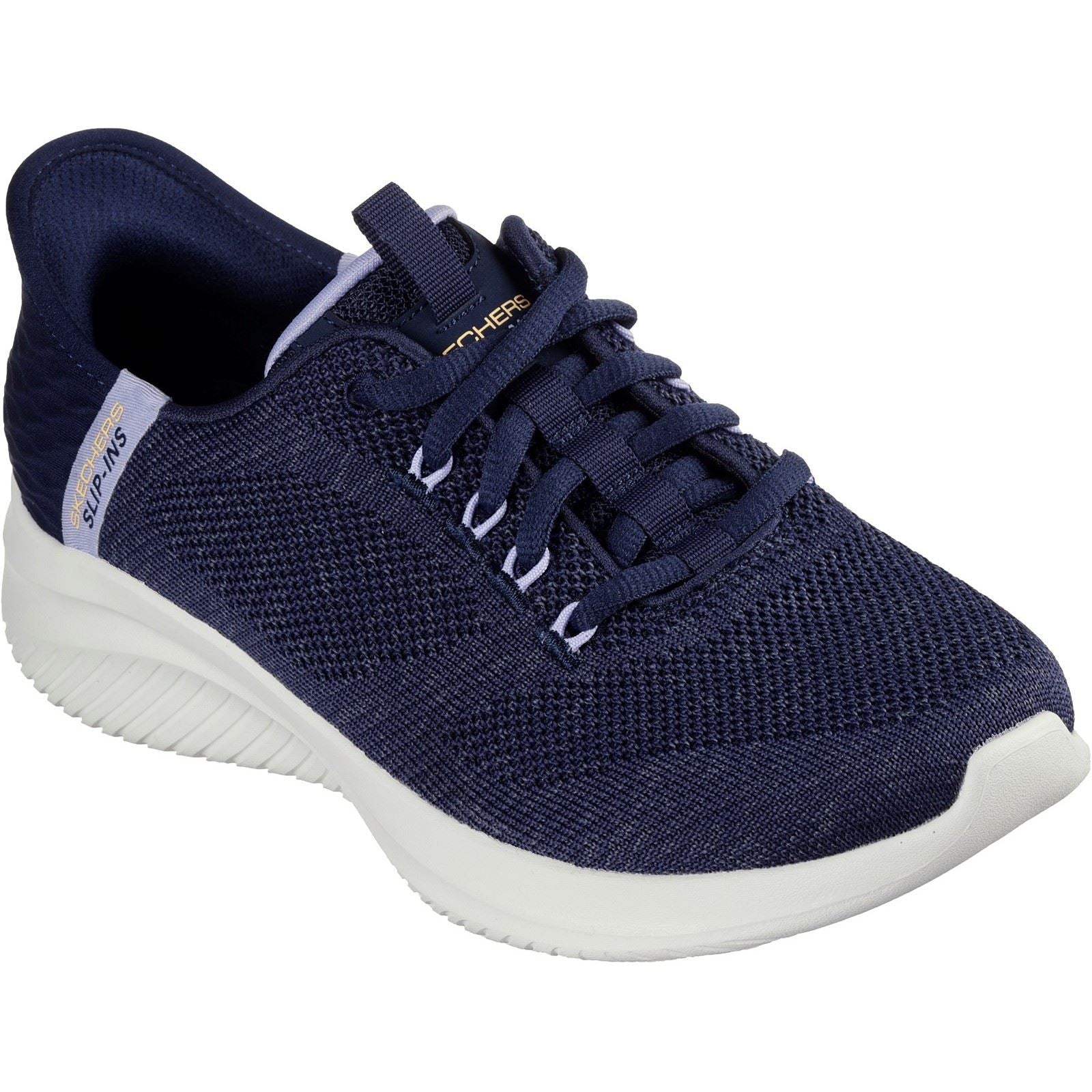 Skechers Ultra Flex 3.0 Easy Step Baskets Femme En Toile Bleu Marine/Lavande