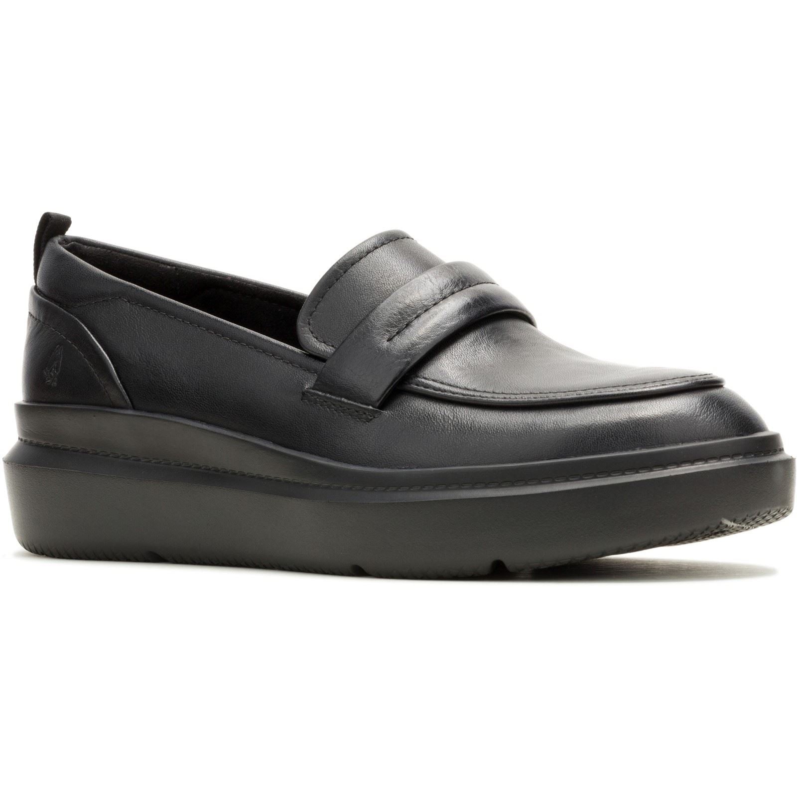 Hush Puppies Joy Penny Chaussures Mocassins Pour Femmes En Cuir Noir/Noir