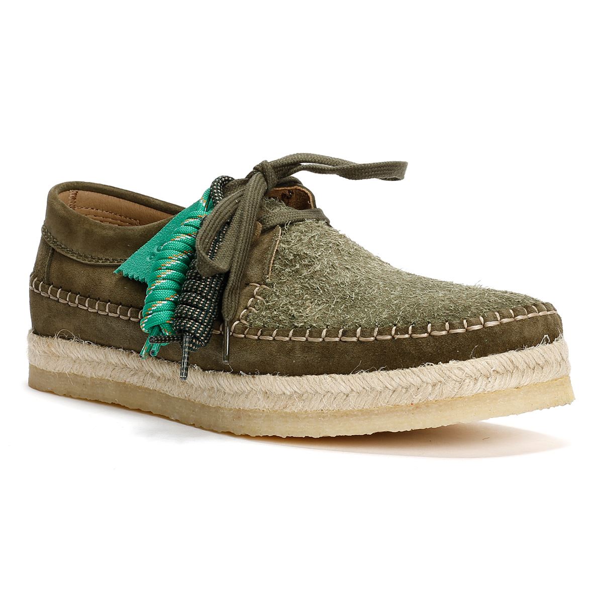 Pompeii X Clarks Weaver Chaussures À Lacets Vertes Pour Hommes En Daim