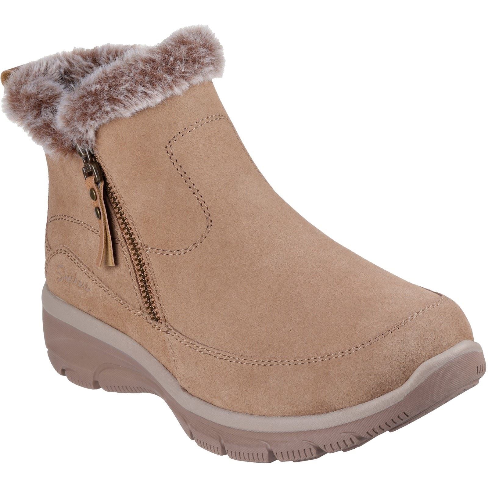 Skechers Easy Going Cool Zip! Bottes D'hiver Pour Femme En Cuir Marron Clair