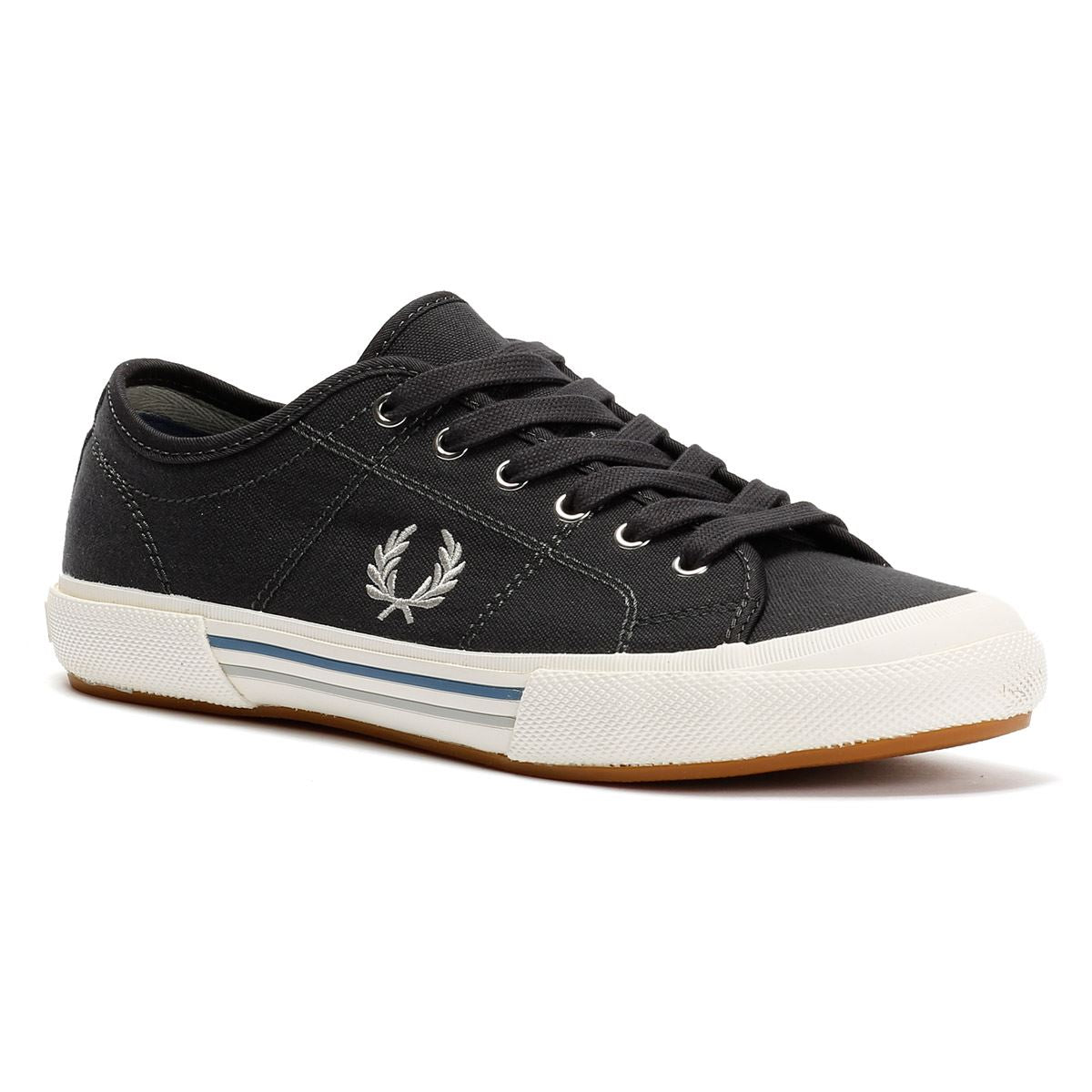 Fred Perry B708 Vintage Tennis Baskets Grises En Toile Pour Hommes